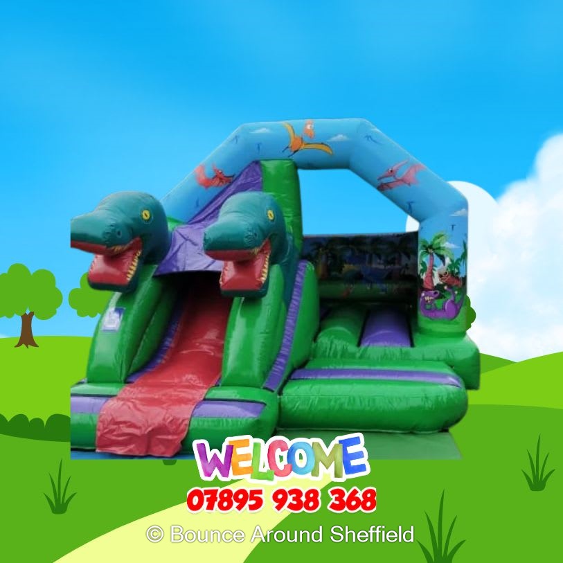 Dino Front Bounce & Slide 3D 12ft x 15ft Best Bouncy Castle Hire